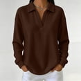 thumbnail image 6 of Tops for Women Long Sleeve Solid Color Casual Waffle Knit Top, 6 of 9