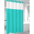 thumbnail image 2 of No Hook Shower Curtain with Snap-in Liner, Turquoise Waterproof Fabric Bathroom Curtains, Modern Pure Turquoise Bath Curtains & Mesh Top Window Stand Up Stall 54"x78", 2 of 9