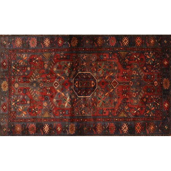 Ahgly Company Machine Washable Indoor Rectangle Traditional Dark Red Area Rugs, 7' x 9'