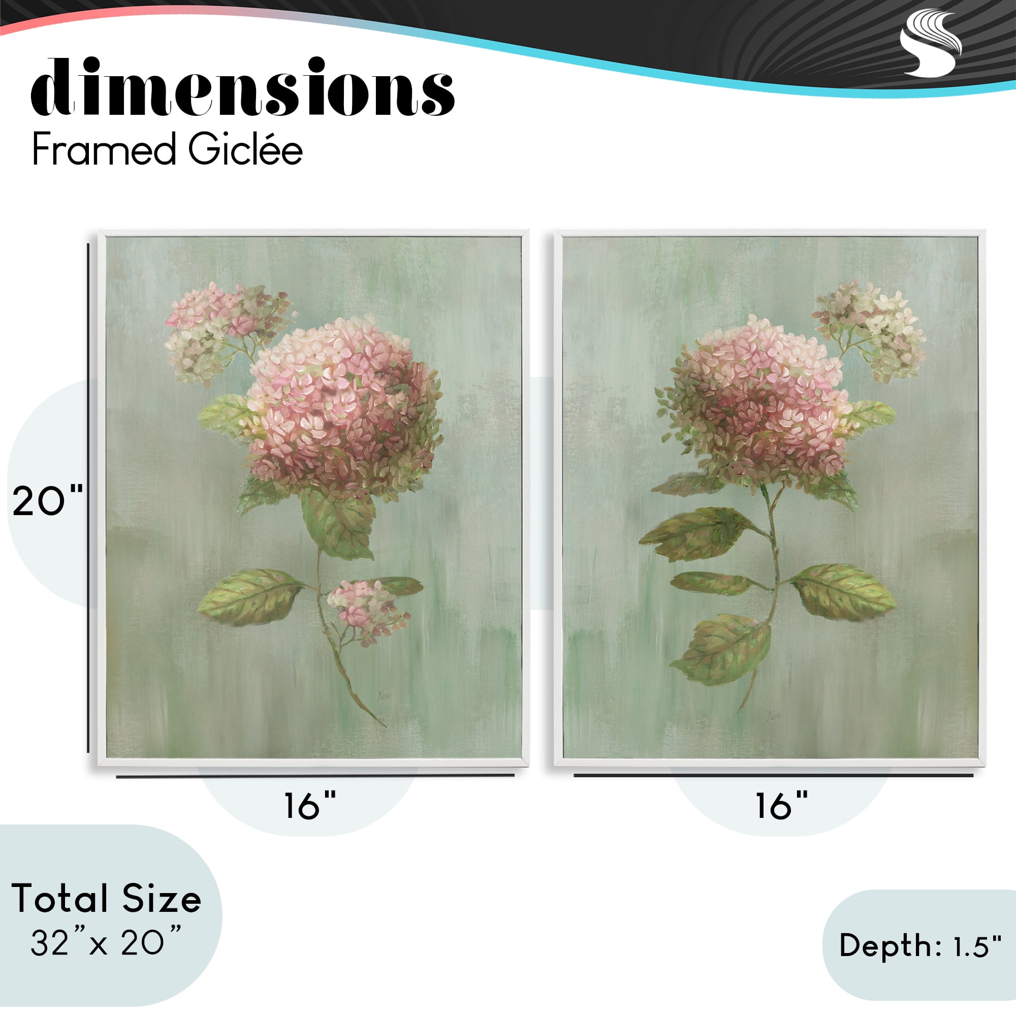 Stupell Industries Aged Pink Hydrangeas 2 Piece White Framed Giclee Art Set, design by Nan