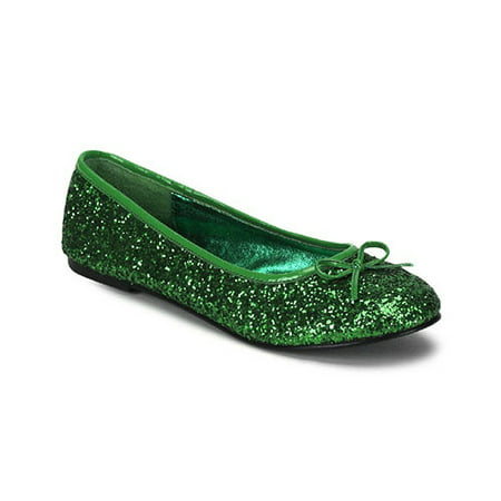Cute Women's Ballet Flat Shoes Glitter Bow St Patricks Day Costume Accessory