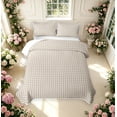 thumbnail image 2 of Manfei Modern Checkered Bed Spread Queen,Geometric Check Queen Coverlet Set,Beige Yellow,3 Pieces,1 Quilt and 2 Pillowcases, 2 of 7