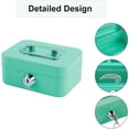thumbnail image 3 of Pozyie Locking Steel Mini Cash Box with Removable Coin Tray and Key Lock for Kids,4.92" x 3.74" x 2.38",Green, 3 of 7