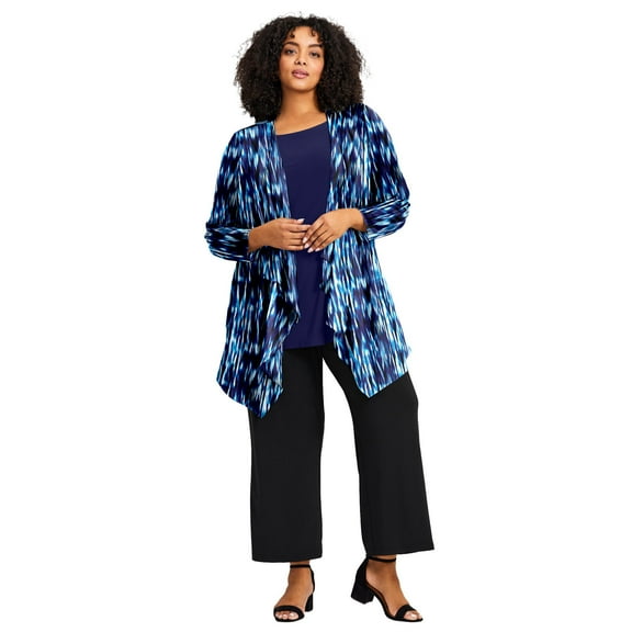 Avenue Women's Plus Size Cardigan With Tank Duet