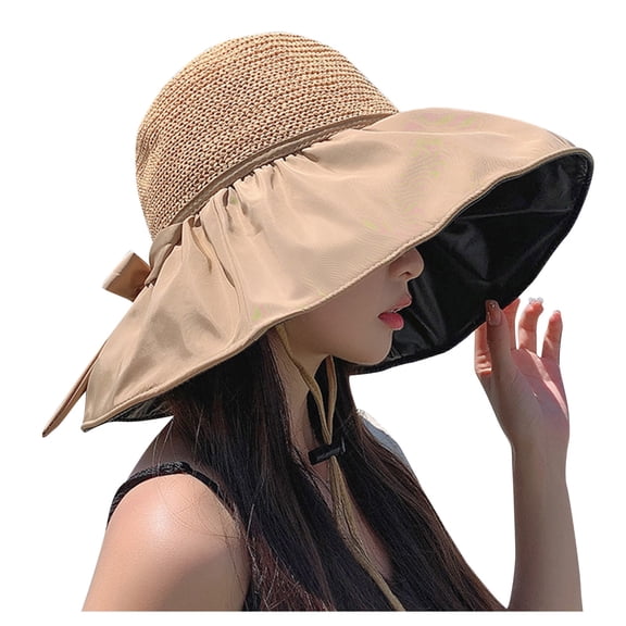 Sun Hats for Women,Women's Sun Hat UPF 50 UV Protection Hat Black Coating Straw Outdoor Hat,Bucket Hats for Woman(Size:One Size)