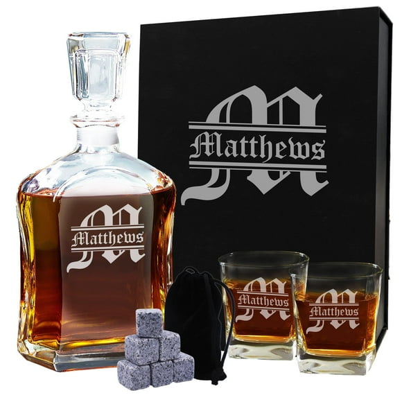 My Personal Memories, Carafe à Liqueur Personnalisée 23 oz, Bouteille de Whisky en Verre Gravée avec Nom (Design Classique)
