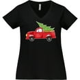 thumbnail image 3 of Inktastic Christmas Vintage Truck with Christmas Tree Women's Plus Size V-Neck T-Shirt, 3 of 5