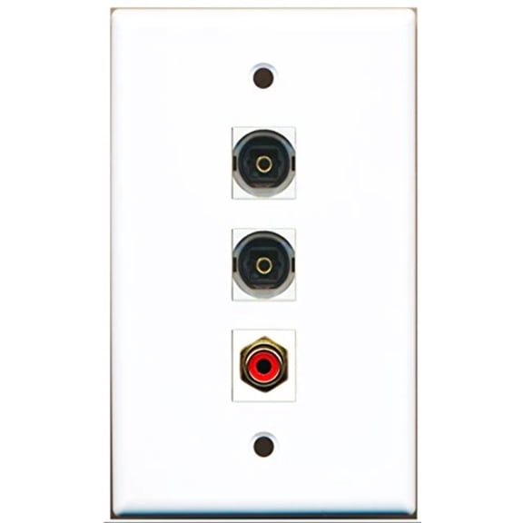 RiteAV - 1 Port RCA Red 2 Port Toslink Wall Plate