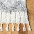 thumbnail image 3 of SAFAVIEH Moroccan Tassel Ciera Medallion Shag Runner Rug, Grey/Ivory, 2'3" x 8', 3 of 7