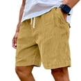 thumbnail image 3 of Men's Corduroy Shorts with Elastic Drawstring Waist and Side Pockets Featuring Casual Loose Fit Earthy Yellow XXL, 3 of 8