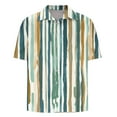 thumbnail image 5 of Tops for Men Plus Size Short Sleeve Stripe Turdown Collar Button Up Casual Summer Shirt Green XXXXL, 5 of 5