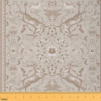 Homewish Rustic Reindeer Print Fabric by the Yard 1 Yard, Western Bohemian Animal Room Decor Fabric by the Yard, Vintage Flower Floral Sewing Fabric, Luxury Bedroom Decor