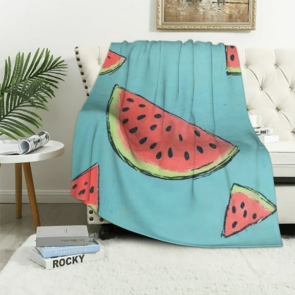 Autua Watermelon Theme Flannel Blanket for All Seasons, Soft and Cozy Blanket for Toddlers, Children, and Adults 40x50in