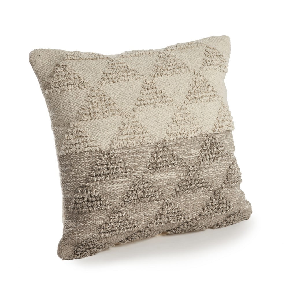 Ox Bay 18" x 18" Hand-Woven Cream/ Tan Geometric Organic Cotton Pillow Cover
