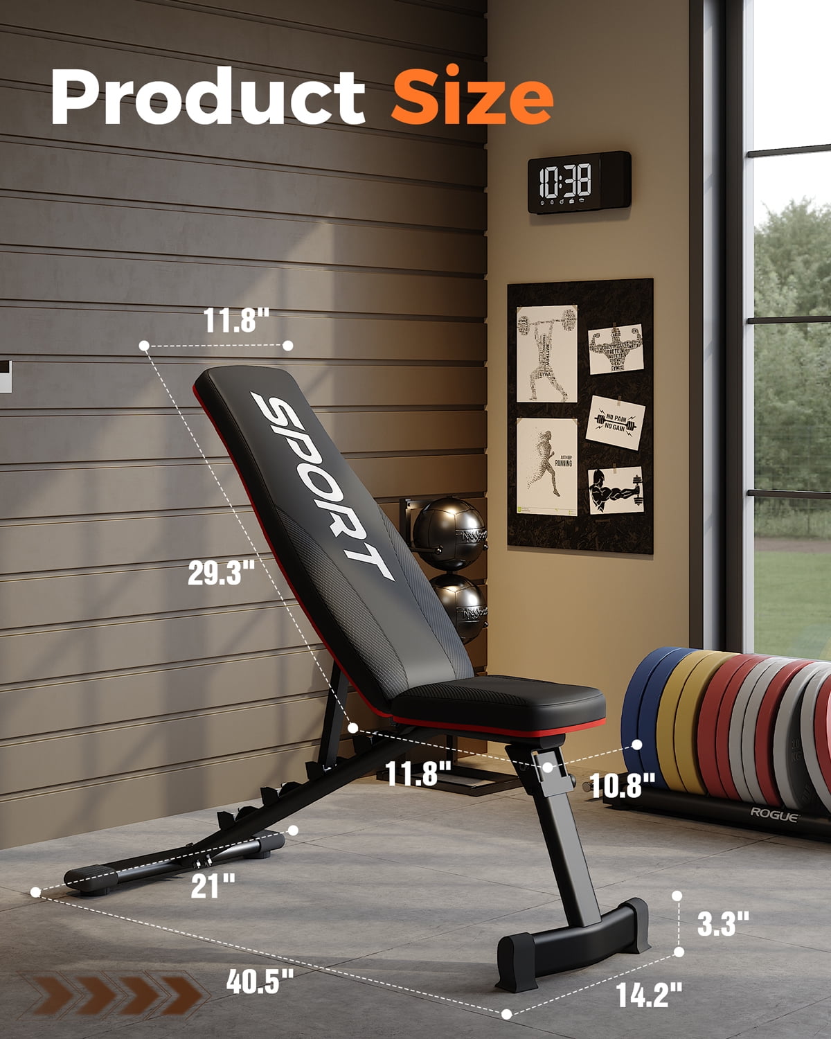 Foldable Weight Bench - Adjustable Incline Decline Workout Bench for Home Gym,  660LBS Stable Incline Decline Bench with High Weight Capacity & Compact Storage, Black