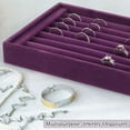 thumbnail image 3 of Gustave Velvet Ring Display Tray Showcase 7 Slots Jewelry Rings Earrings Organizer Stand Display Holder Storage Drawer Inserts "Purple", 3 of 9