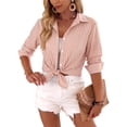 thumbnail image 5 of Fantaslook Striped Button Down Shirts for Women Classic Long Sleeve Collared Office Work Blouses Tops, 5 of 11