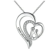 Tiezhimi Keep Me In Your Heart Love Rhinestone Necklaces For Women Mom Mother And Child Love Pendant Necklace Maternal Full Rhinestone Necklace For Women Girls