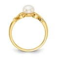 thumbnail image 2 of 14K Yellow Gold Ring Band Pearl Flat Back Diamond Freshwater Round White, Size 5, 2 of 5