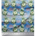 thumbnail image 1 of Soimoi Cotton Cambric Fabric Leaves & Magnolia Floral Print Fabric by The Yard 56 Inch Wide, 1 of 3