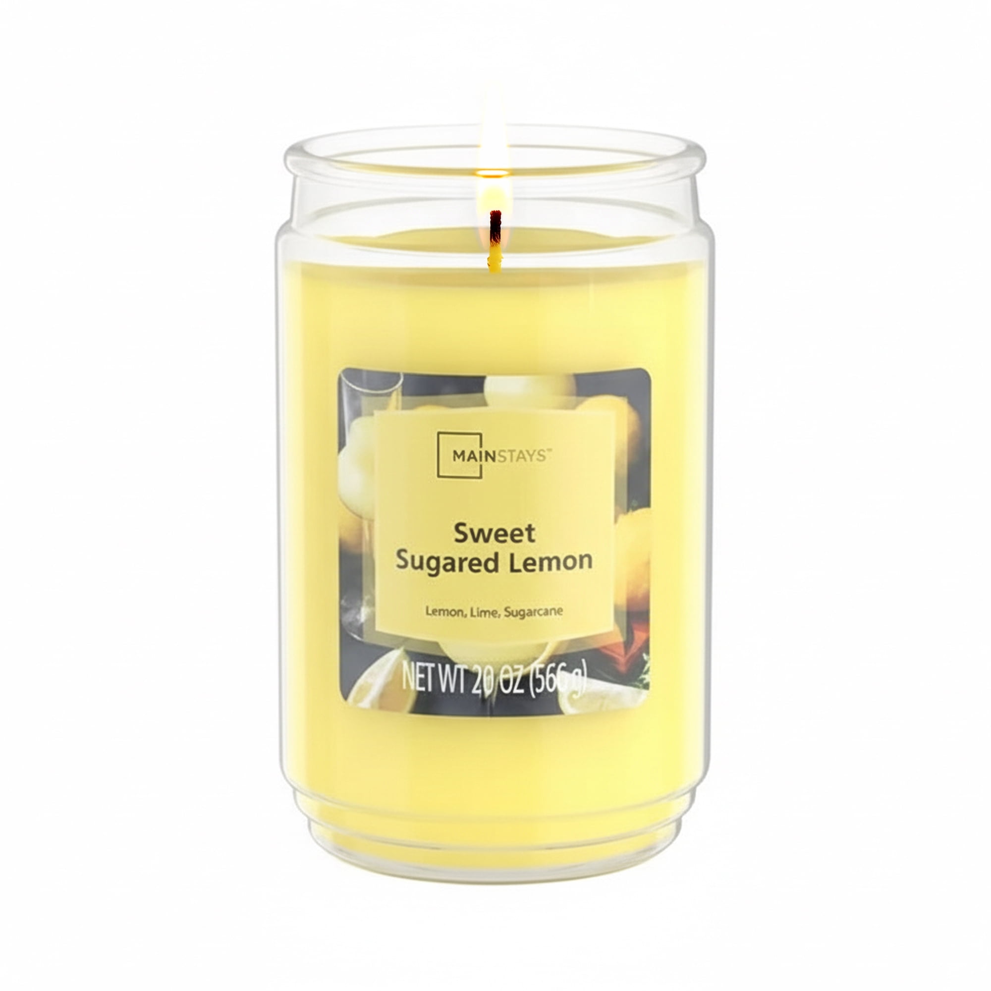 (4 pack) Mainstays Sweet Sugared Lemon Scented Single-Wick Glass Jar Candle, 20 oz