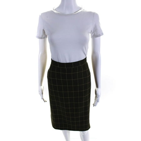 

Pre-owned|Taiga Paris Womens Window Pane Pencil Skirt Green Size 8