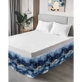 thumbnail image 4 of Abstract Art Bed Skirt King Size 16" Drop Gold Blue Gradient Marble Texture Ruffled Wrap Around Bed Skirts Adjustable Elastic Bedskirt Dust Ruffle for King Size Bed, 4 of 7