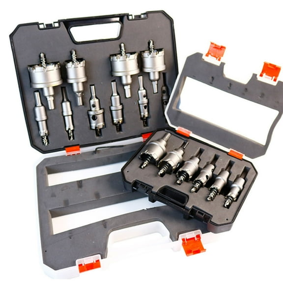 Kit Carbide Hole Saw Kit Tipped Hole Saw Drill Bit 16-50mm Hole Saw Cutter Set For Metal Stainless Steel Iron Copper