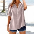 thumbnail image 4 of womens blouses linen for women lace trim elegant Linen Shirt For Women Breathable Tops Loose Crewneck Womens Daily T Shirts Summer 2025, 4 of 7