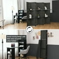 thumbnail image 5 of Gymax 6 Panel Folding Room Divider 6Ft Weave Fiber Screen W/ 2 Display Shelves Black, 5 of 10