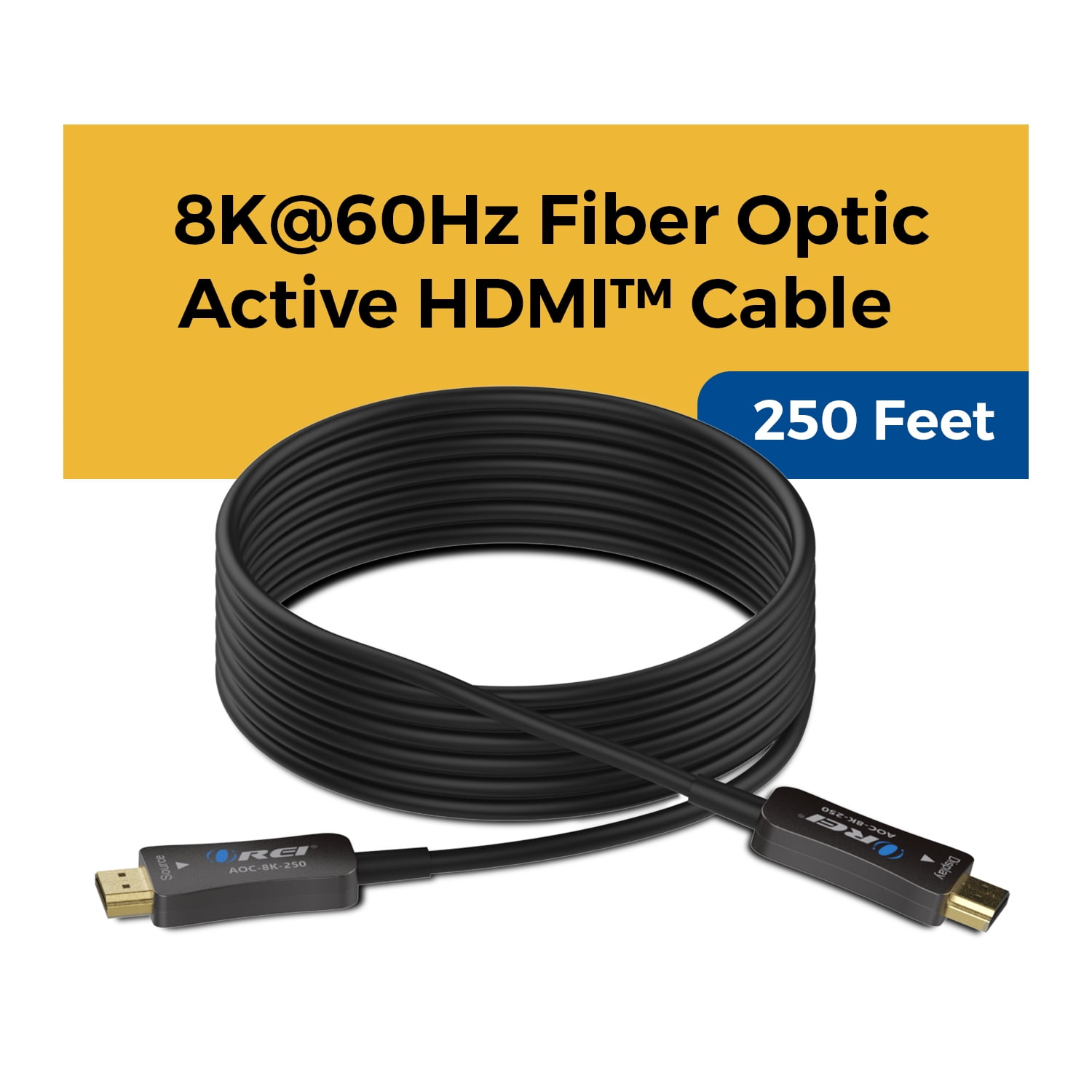 OREI 250ft HDMI™ AOC Hybrid Fiber Optic Cable UHD 8K60 (AOC-8K-250)