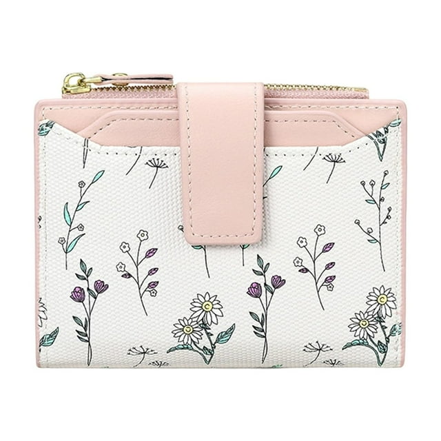 Floral Purse for Women RFID Blocking Compact Zippered Wallet with Card Slots Multifunctional Travel