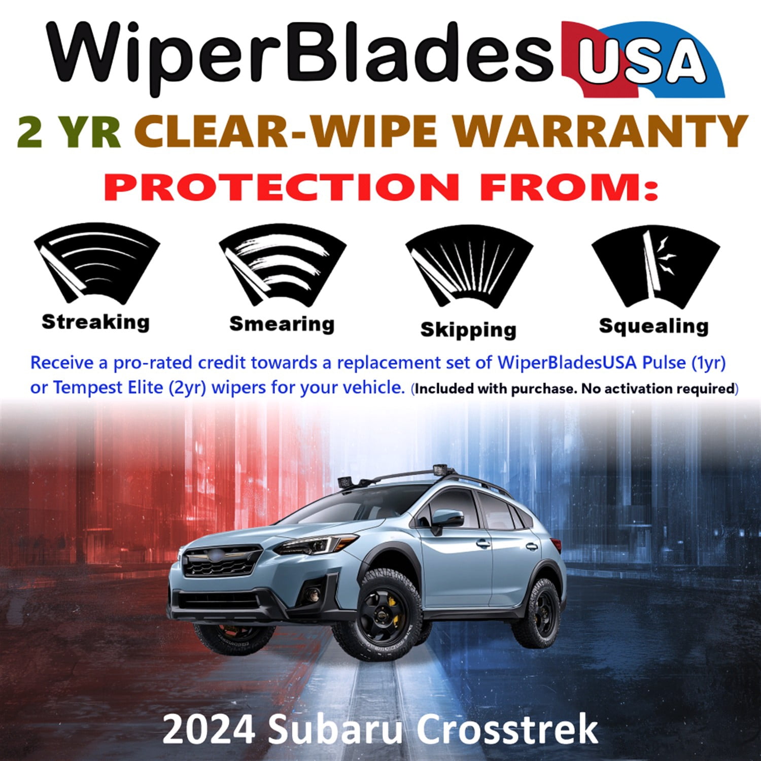 2024 Subaru Crosstrek Beam Wiper Blades Wipers w/2yr Warranty (Set of 2) (WiperBladesUSA)