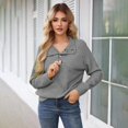 thumbnail image 2 of Fall Sweaters for Women, Yigetop Women's Autumn and Winter Casual and Stylish Button Decorated Stand Collar Woolen Clothes Womens Fall Sweaters Dark Gray XL, 2 of 4
