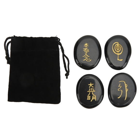 Reiki Stones Ornament4Pcs Reiki Symbols Stones Reiki Symbols Stones Ornament Natural Crystal Reiki Symbols Stones Ultra Responsive
