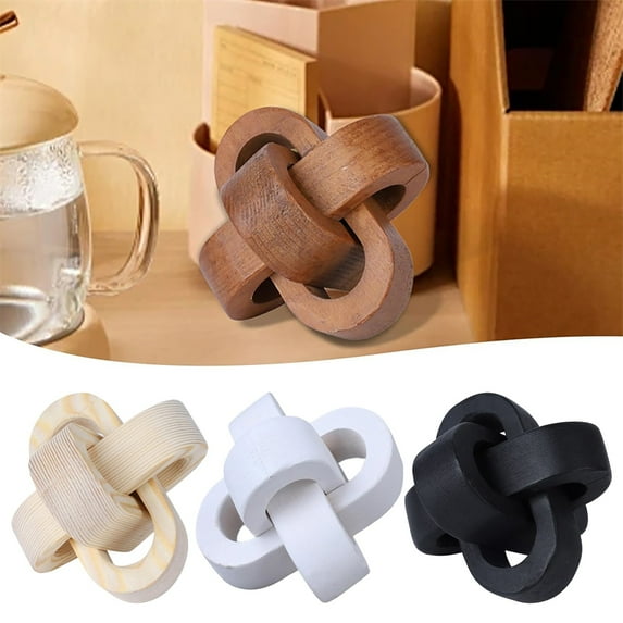 Wood Knot Decor 3 Interlocking Rings Hand Carved Natural Wooden Knot For Coffee Table Entryway Modern Farmhouse Shelf Decoration