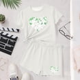 thumbnail image 5 of CYRBOKO Outfit Sets for Girls, 2-piece Elastic Waist Stretchy Short Sleeve Graphic T-shirts with Shorts White Size 10-12 T, 5 of 6
