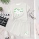 thumbnail image 4 of Vestido de manga corta para niños Día de San Patricio impreso de dos piezas Conjunto de cuello redondo con pantalones cortos, blusa de manga corta, 4 of 6