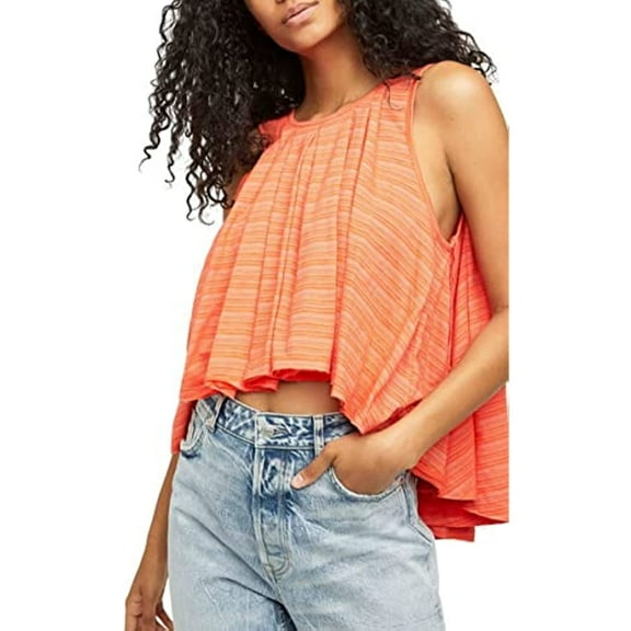 Women's Free People High/Low Tank, Size Small - Scarlet Ibis Combo