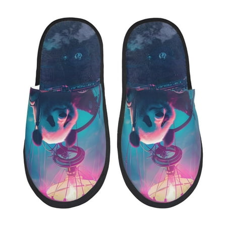 

Tideii DJ Panda Hot Air Balloon for Home Indoor Cotton Slippers Autumn and Winter EVA Plush Slippers Household Supplies Unisex-Large