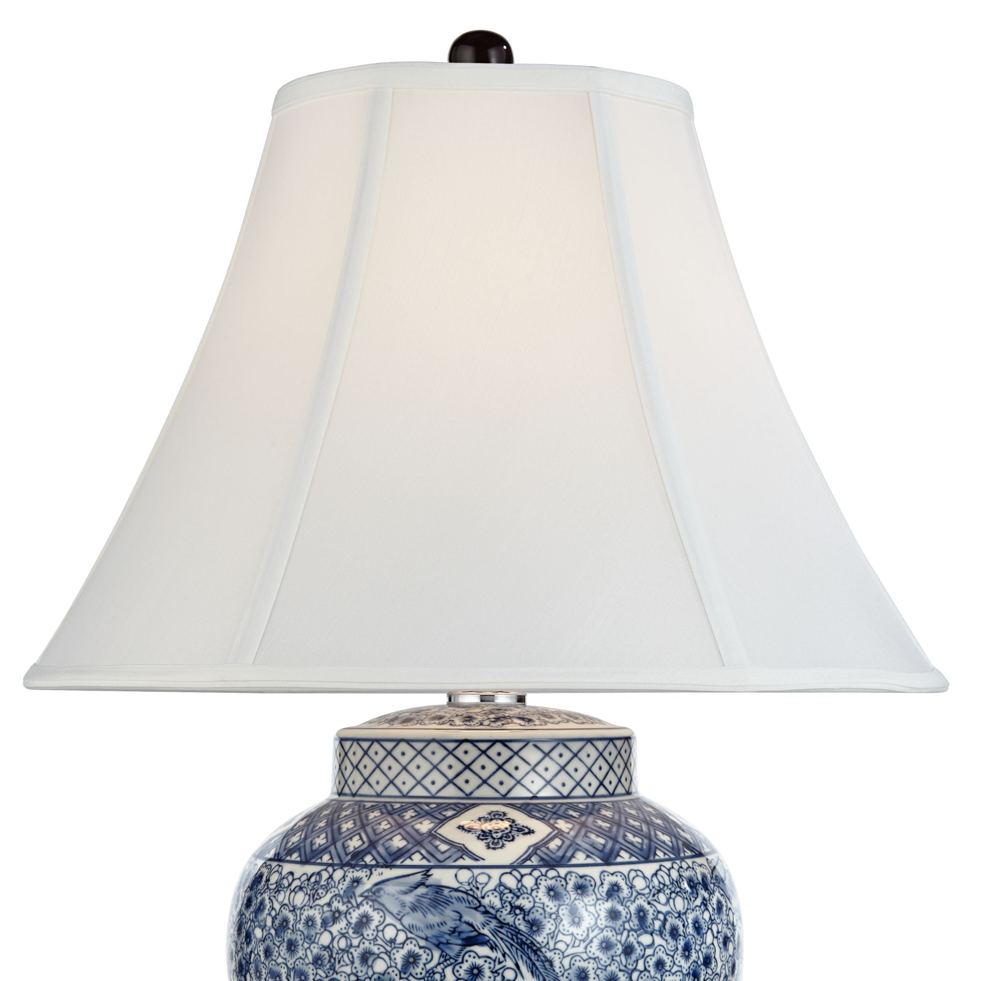 Barnes and Ivy Shonna Garden Bird 27" Tall Jar Traditional Table Lamps Set of 2 Blue Porcelain White Shade Living Room Bedroom