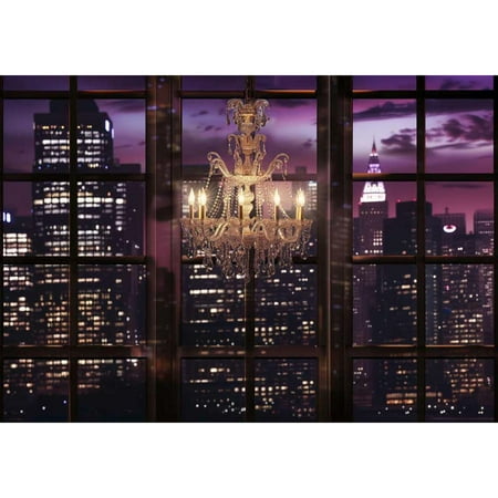 

Allenjoy Chandelier Window City View Backdrop