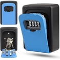 thumbnail image 1 of Caja de llaves montada en la pared con código de 4 dígitos, caja fuerte impermeable para llaves, caja de seguridad para llaves combinadas para el hogar, garaje, escuela - azul JFHHH pequeña, 1 of 5
