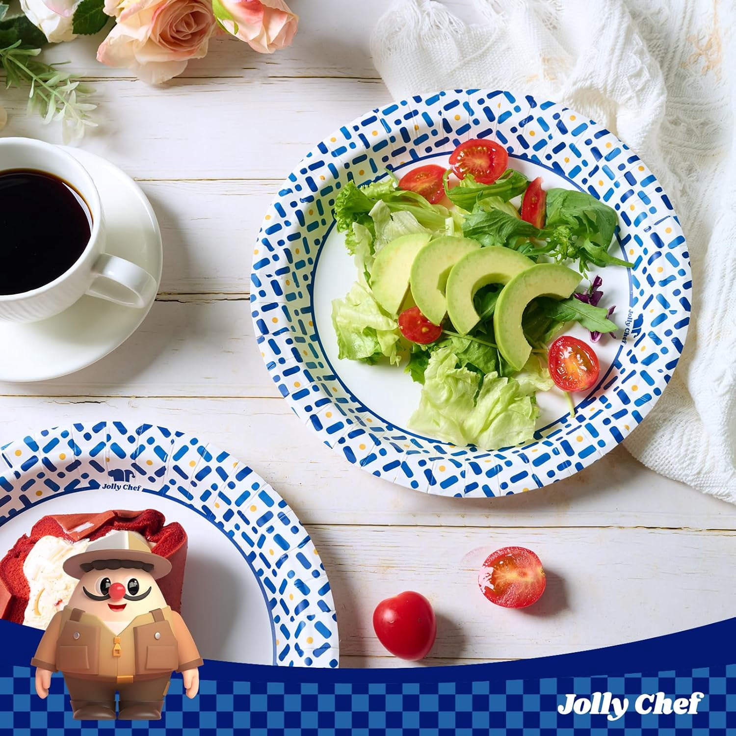 10 Inch Paper Plates 140 Count, Soak-Proof, Cut Proof, Disposable Heavy Duty Plates for Picnic, Family Gatherings, Parties
