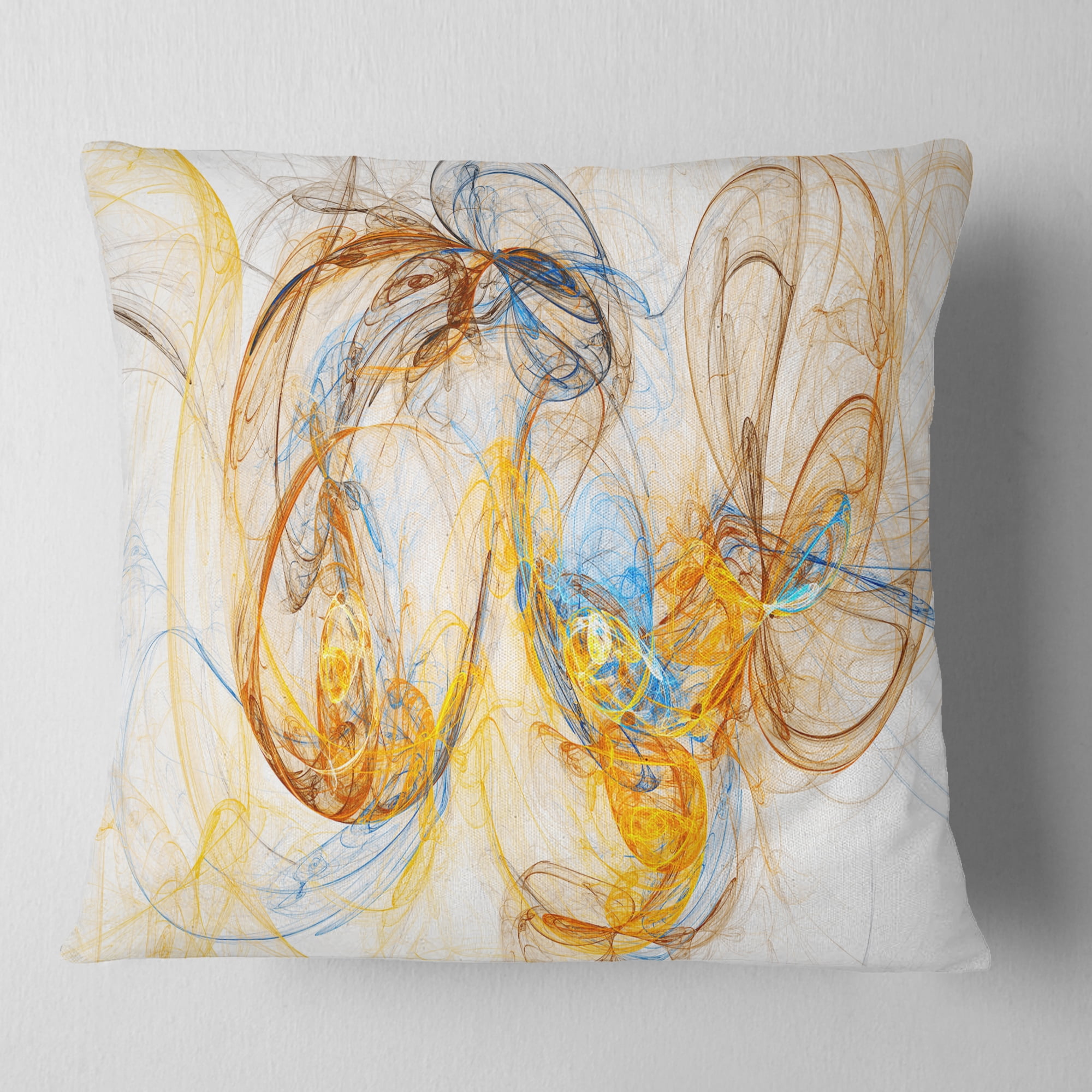 Designart Billowing Smoke Yellow - Abstract Throw Pillow - 18x18