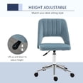 thumbnail image 3 of Sky Blue Velvet Swivel Office Chair - Mid-Back Computer Desk Chair with Adjustable Height & Scallop Design for Home Office & Living Room - 19.3" x 23.6", 3 of 7