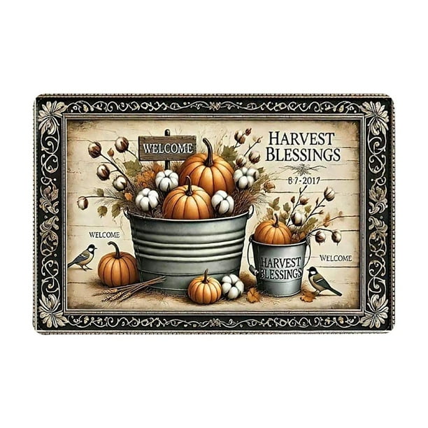 Yhmxh Alfombrillas de baño para baño Felpudo de Halloween con estampado de calabaza, felpudo de Acción de Gracias, duradero y fácil de mantener, felpudo para el hogar de 15,8 x 23,6 pulgadas