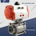 thumbnail image 4 of ECUTEE 1/2" DN15 Three-Pieces Pneumatic Ball Valve Single Acting Air Actuated 304 Stainless Steel Sturdy Durable for Pipe Systems Pure Production Lines, 4 of 13