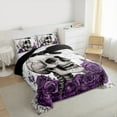 thumbnail image 3 of Manfei Romantic Skeleton Full Size Comforter Sets, Dreamy Purple Rose Flower Bedding Comforter Set, Valentines Day Reversible Bedding Sets, Luxury Bedroom Decor, 3 Pieces, 3 of 8