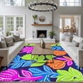 thumbnail image 3 of Rectangle Area Rugs 5 x 7 Ft, Abstract Flower Non-Slip Residential Carpet, Spring Colorful Botanical Floral Leaf Indoor Crawling Mats Runner Rugs for Living Room/Dining Room/Bedroom, 3 of 8